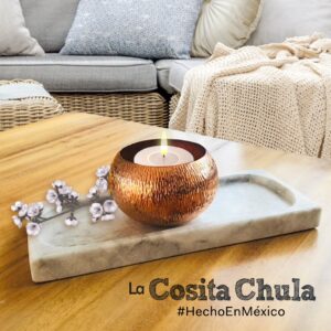 portavelas con charola de servicio marmol la cosita chula